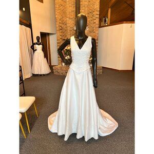 Bridal Originals V-Neck Beaded Satin Wedding Gown